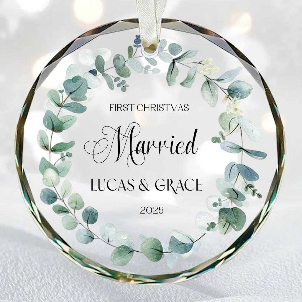 Customizable Engagement Ornament | Personalized Couple Names & Year Keepsake | First Christmas Married Gift Idea