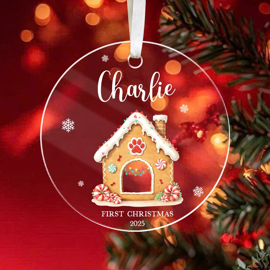 Custom First Christmas Dog Acrylic Ornament