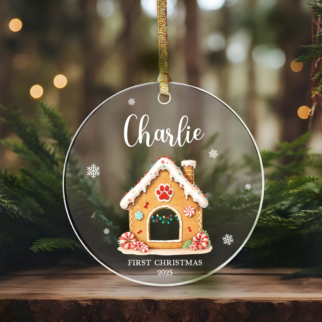Custom First Christmas Dog Acrylic Ornament
