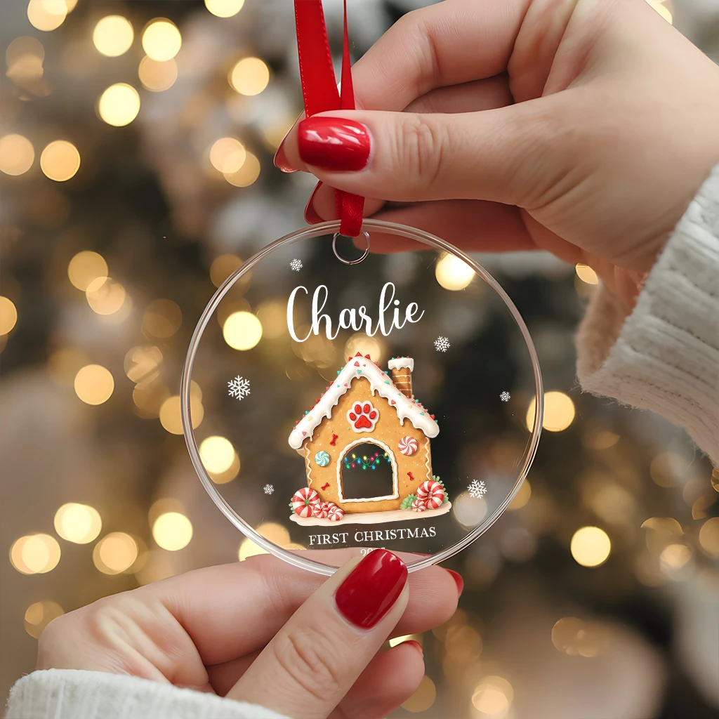 Custom First Christmas Dog Acrylic Ornament