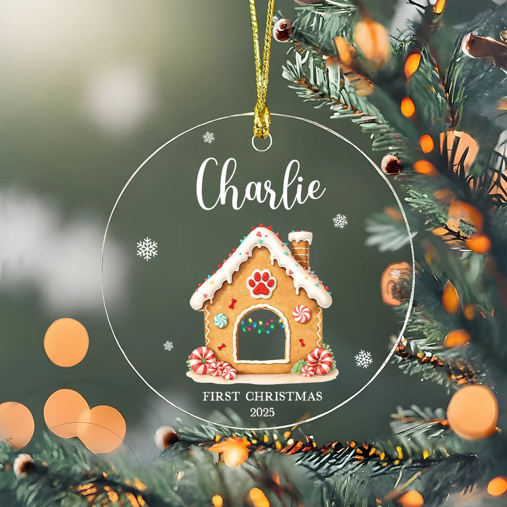 Custom First Christmas Dog Acrylic Ornament