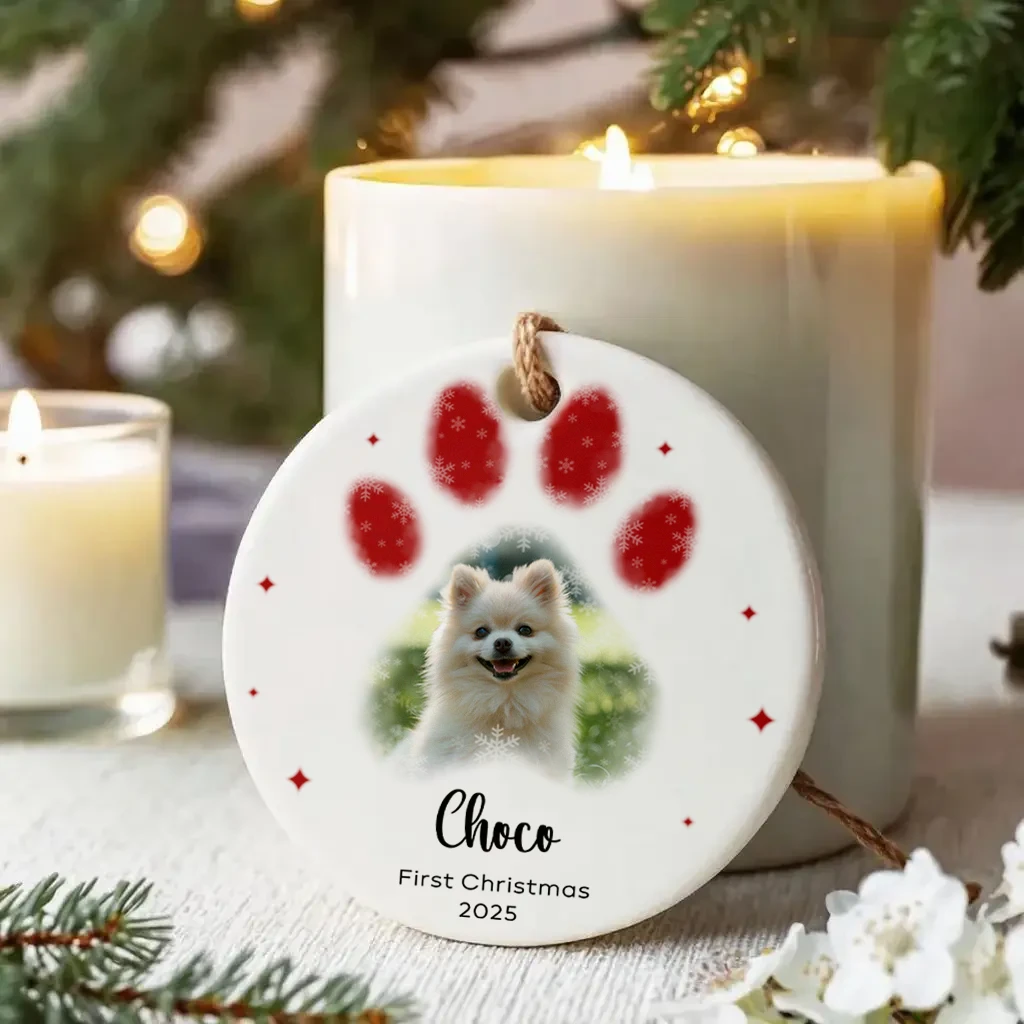 First Christmas Dog Paw Print Ornament