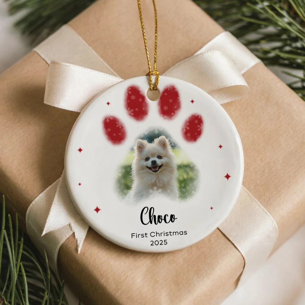 First Christmas Dog Paw Print Ornament