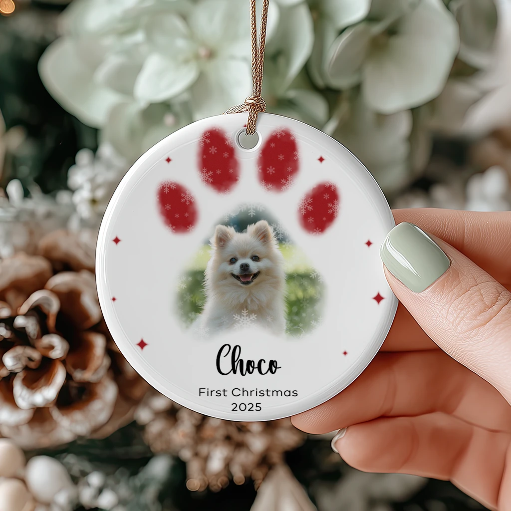First Christmas Dog Paw Print Ornament
