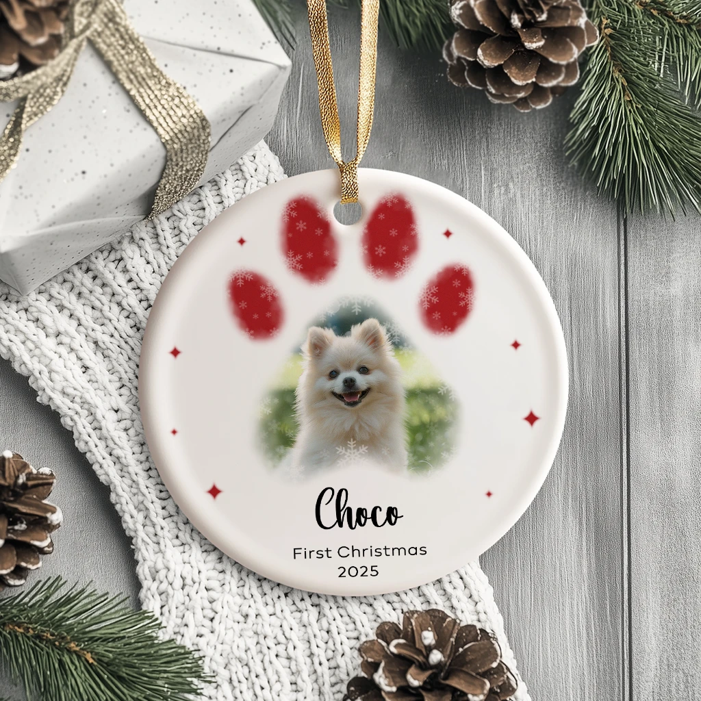 First Christmas Dog Paw Print Ornament