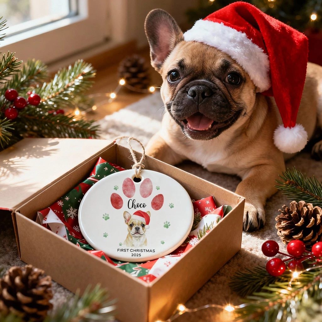 First Christmas Dog Paw Watercolor Ornament