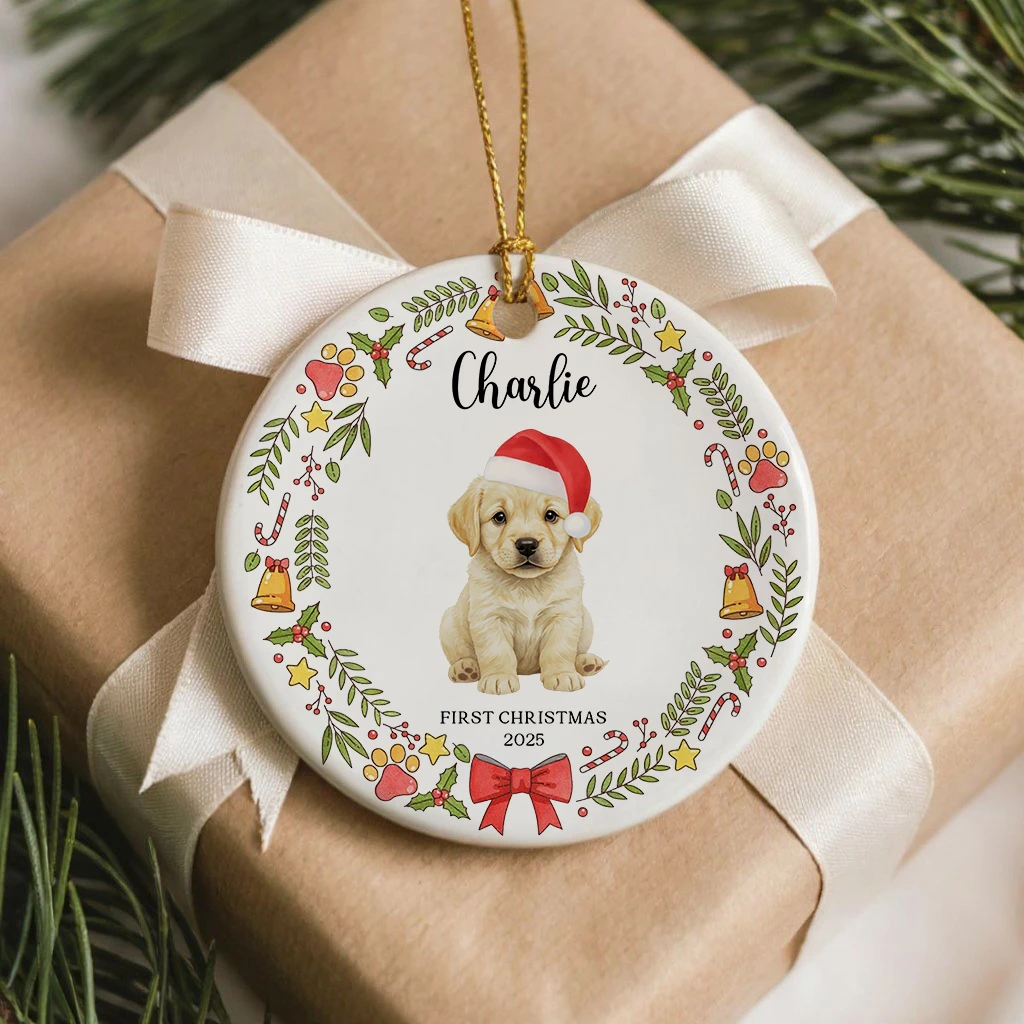 First Christmas Dog Pet Portrait Ornament