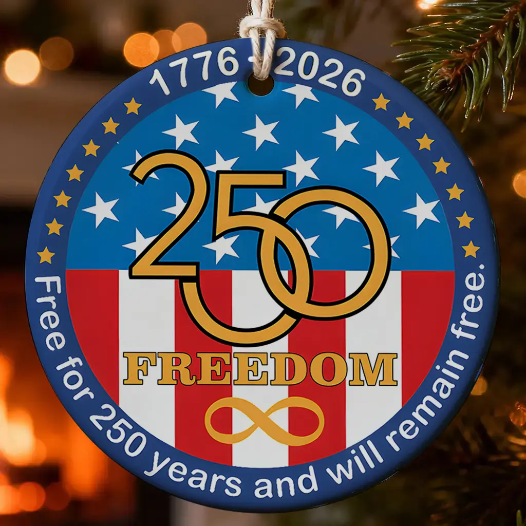 Free for 250 Years Ceramic Keepsake | July 4th Home Decor Ornament | Patriotic Hanging Decoration