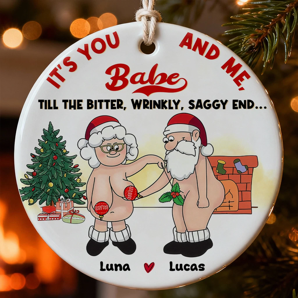 Personalized Funny Christmas Couple Ornament – Naughty Adult Humor Santa & Mrs Claus Gift 2025