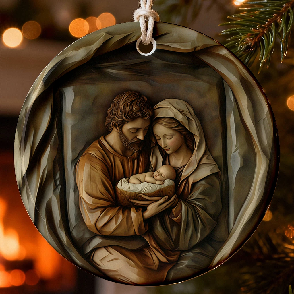 Holy Family Ceramic Ornament | Meaningful Religious Gift for Christian Families and Faithful Christmas Celebrations