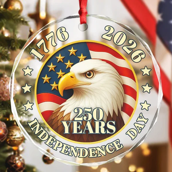 Luxury Bicentennial Round Ornament | USA Eagle Star Decoration Limited Edition | 250th Anniversary US Flag Decoration