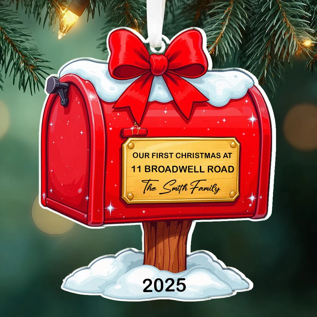 Mailbox First Christmas New Home Ornament | Personalized Address and Family Name Keepsake 2025