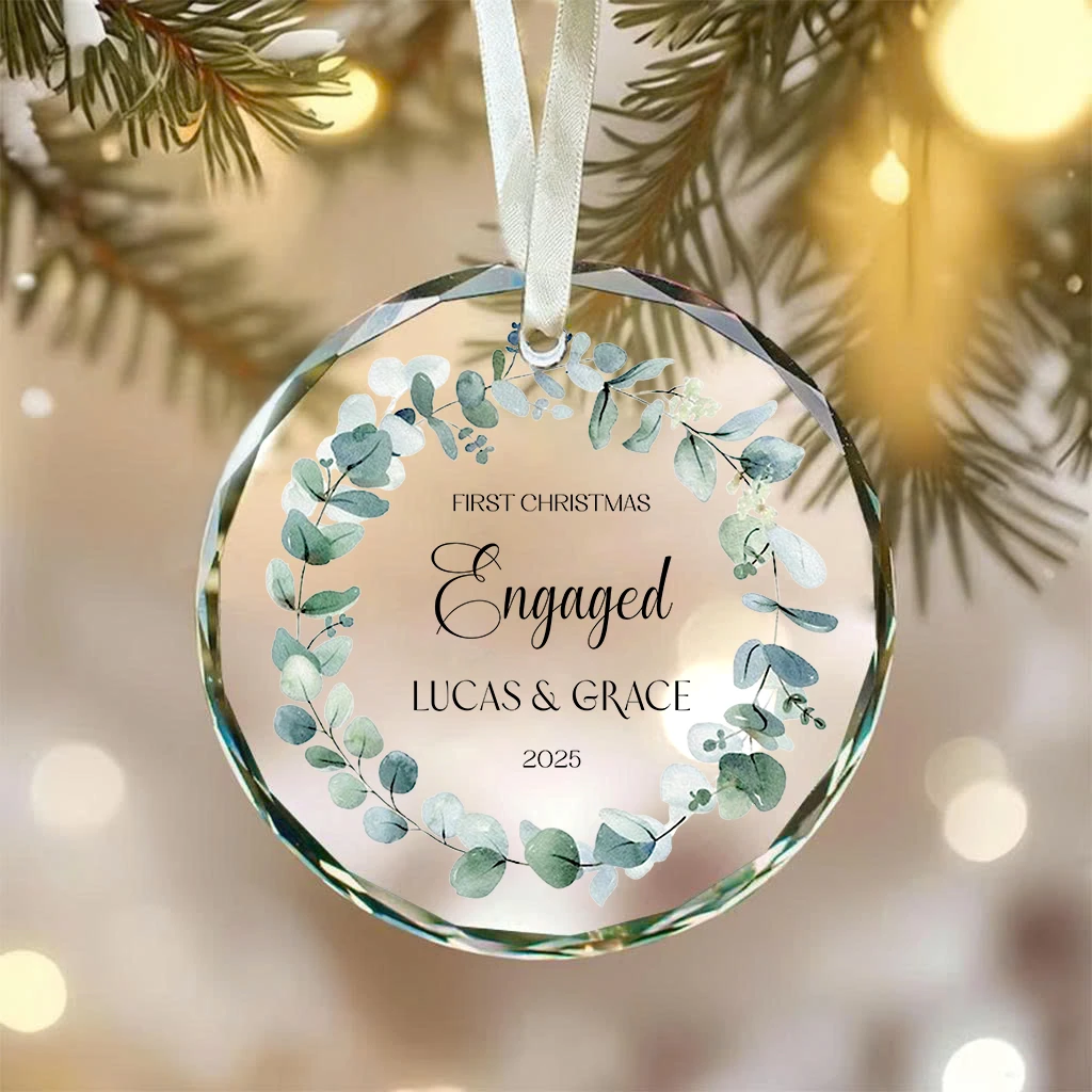 Modern Eucalyptus Engaged Ornament