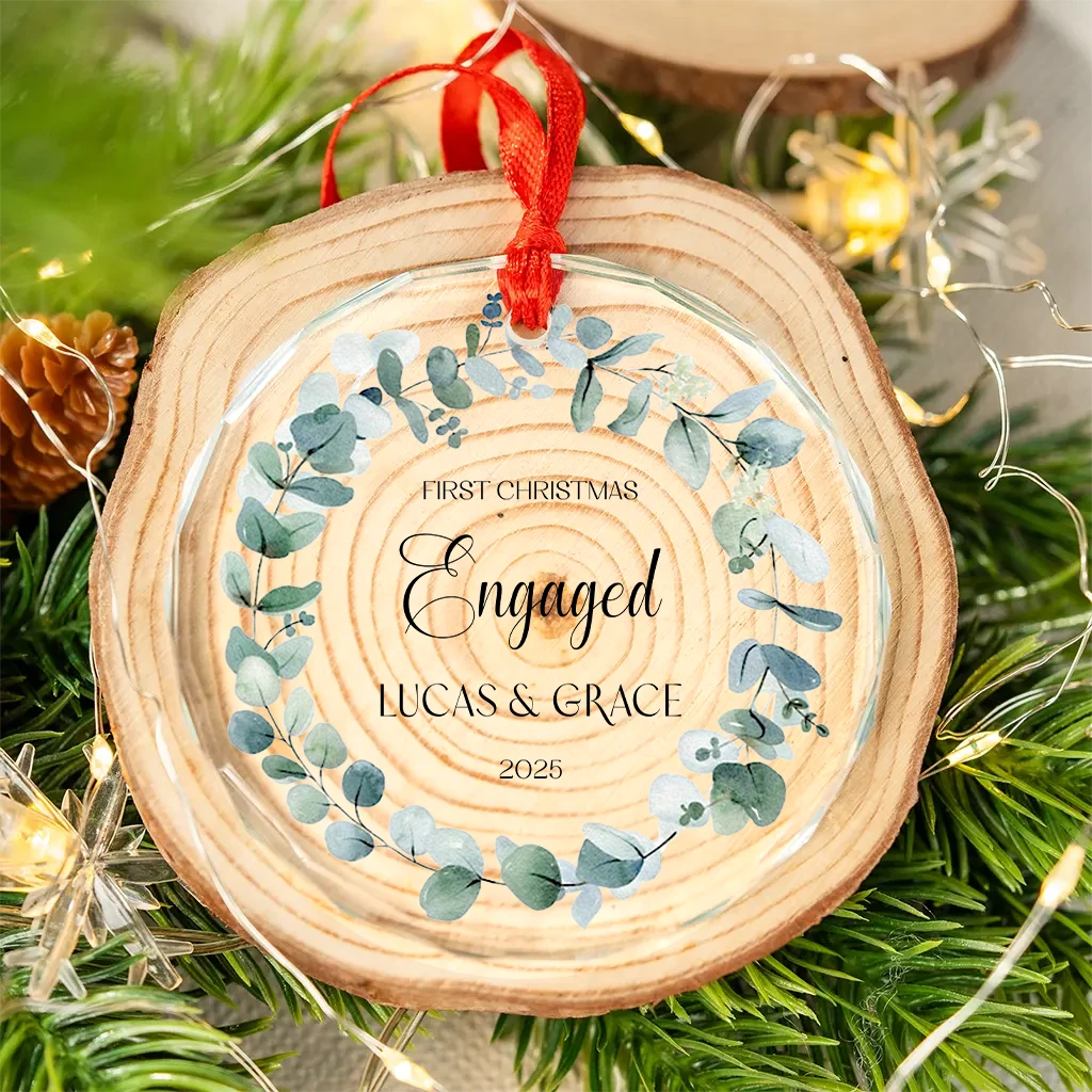 Modern Eucalyptus Engaged Ornament