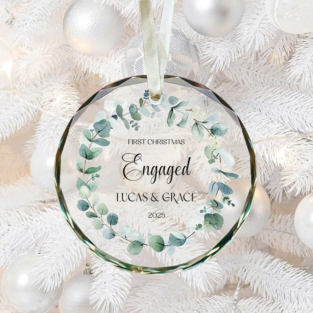 Modern Eucalyptus Engaged Ornament