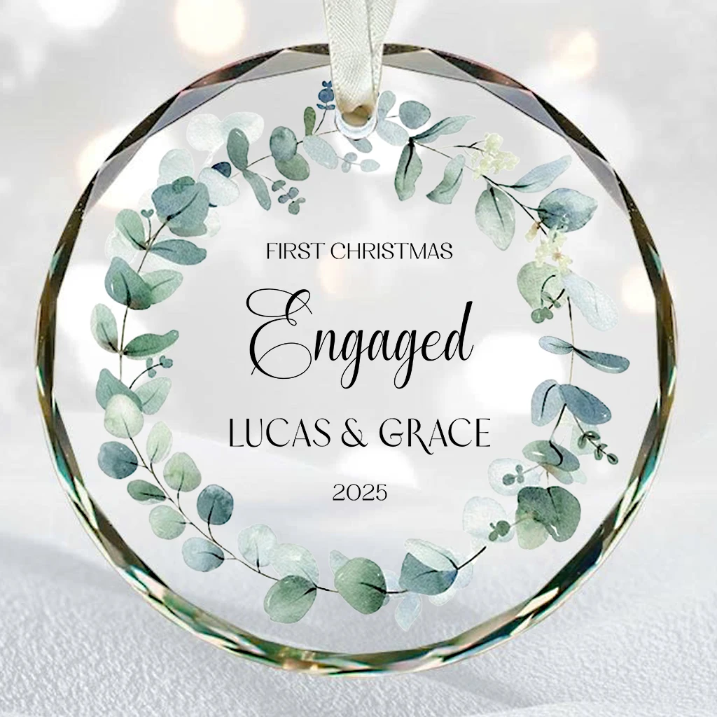 Modern Eucalyptus Engaged Ornament