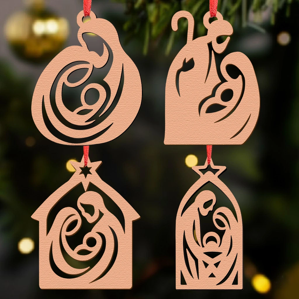 Silent Night Manger Scene Ornament, Christian Home Decor, Ready to Paint DIY Blank