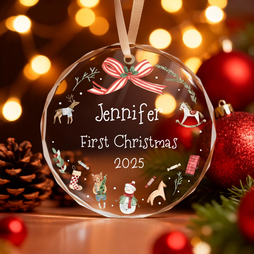 Personalized Baby Scandinavian Glass Ornament