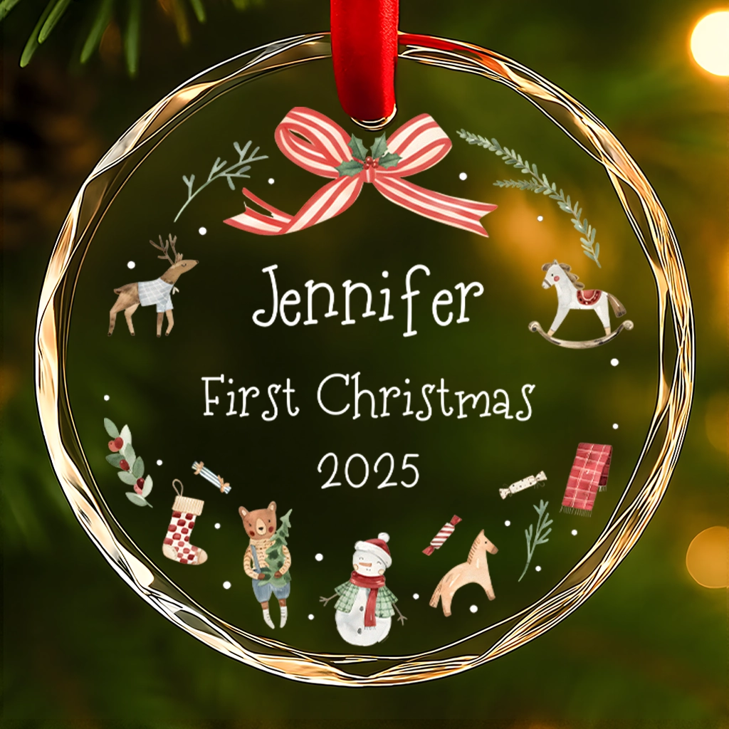 Personalized Baby Scandinavian Glass Ornament
