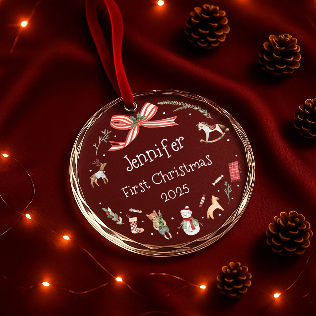 Personalized Baby Scandinavian Glass Ornament