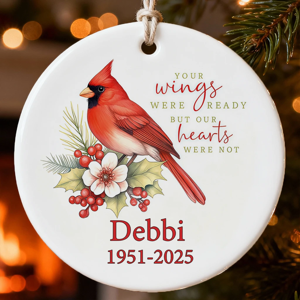 Personalized Cardinal Christmas In Heaven Memorial Ornament | Loss of Grandpa Keepsake Gift