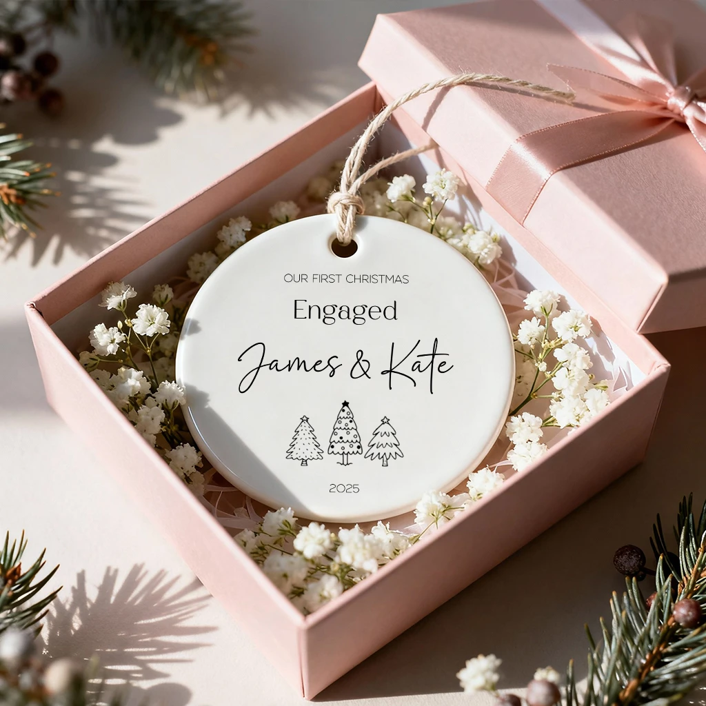 Personalized Christmas Tree Engaged Ornament