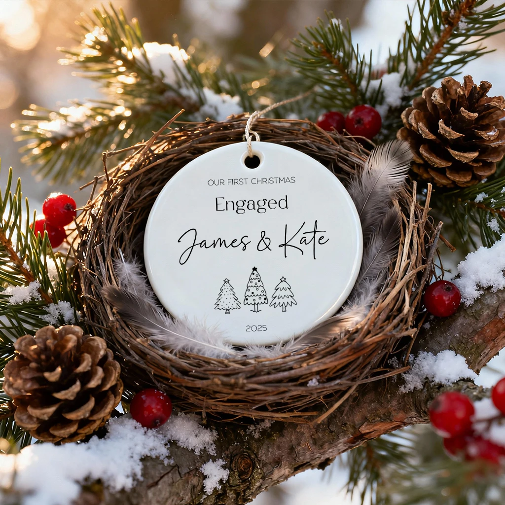 Personalized Christmas Tree Engaged Ornament