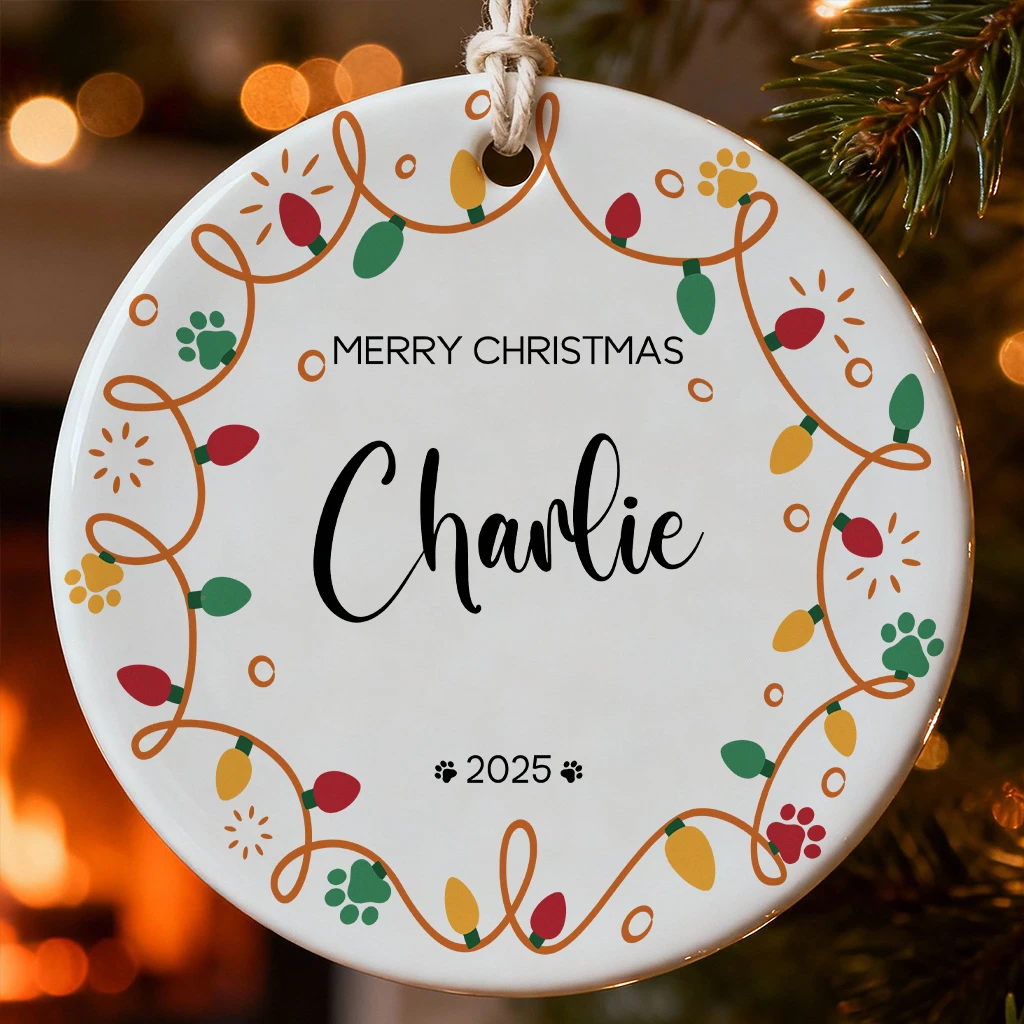 Personalized Dog Christmas Lights Ornament | Thoughtful Holiday Gift for Pet Lovers 2025 | Perfect Christmas Decoration for Dog Lovers
