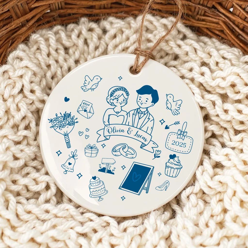 Personalized Doodle Wedding Ornament 2025