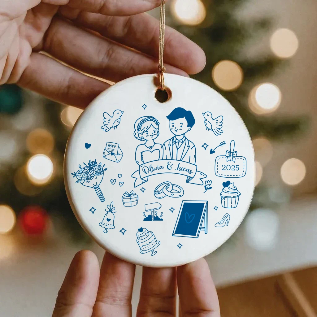 Personalized Doodle Wedding Ornament 2025