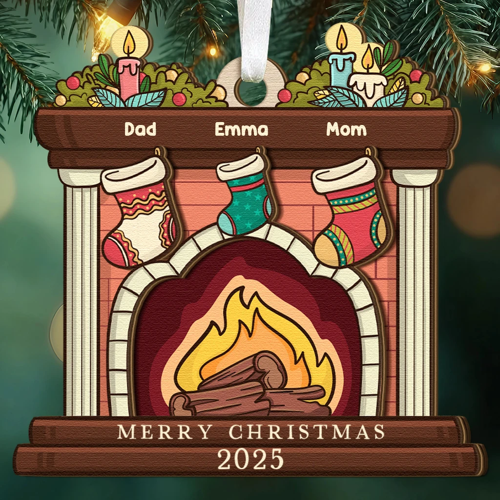 Personalized Fireplace Family Ornament | Handcrafted Look, Custom Names, Gift-Ready | A Cozy Christmas Keepsake 2025