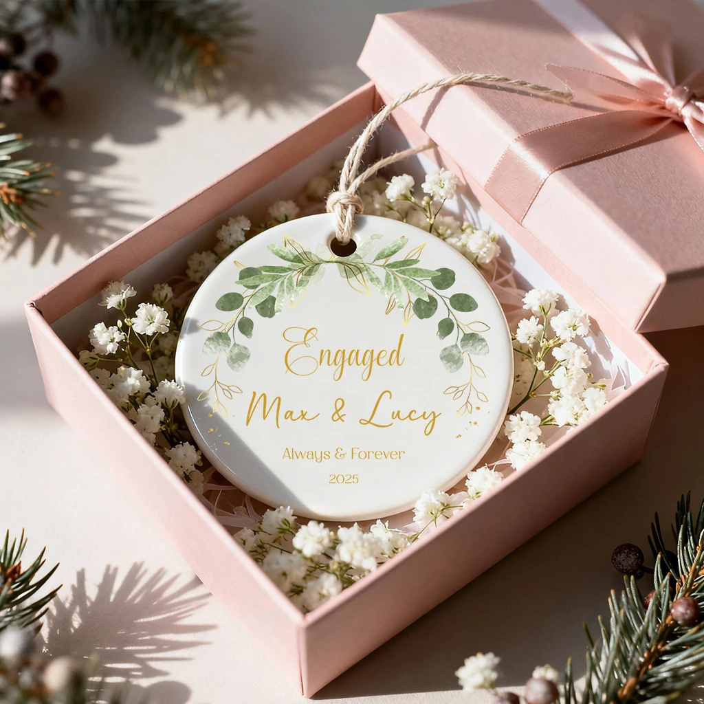 Personalized Gold Engagement Ornament