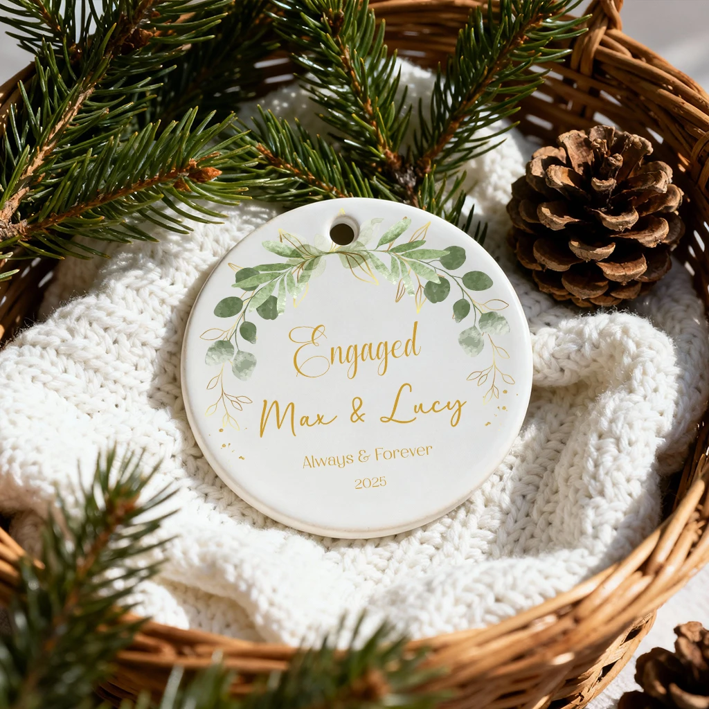 Personalized Gold Engagement Ornament