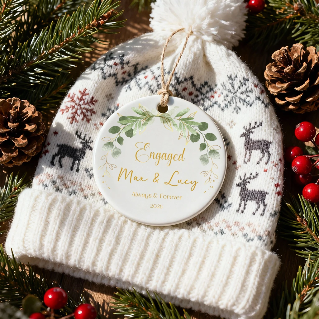 Personalized Gold Engagement Ornament