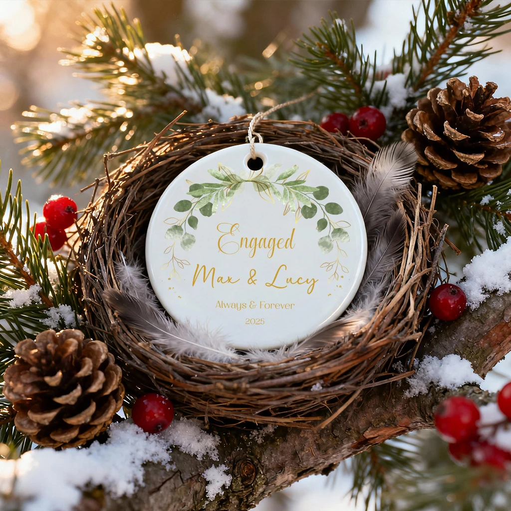 Personalized Gold Engagement Ornament