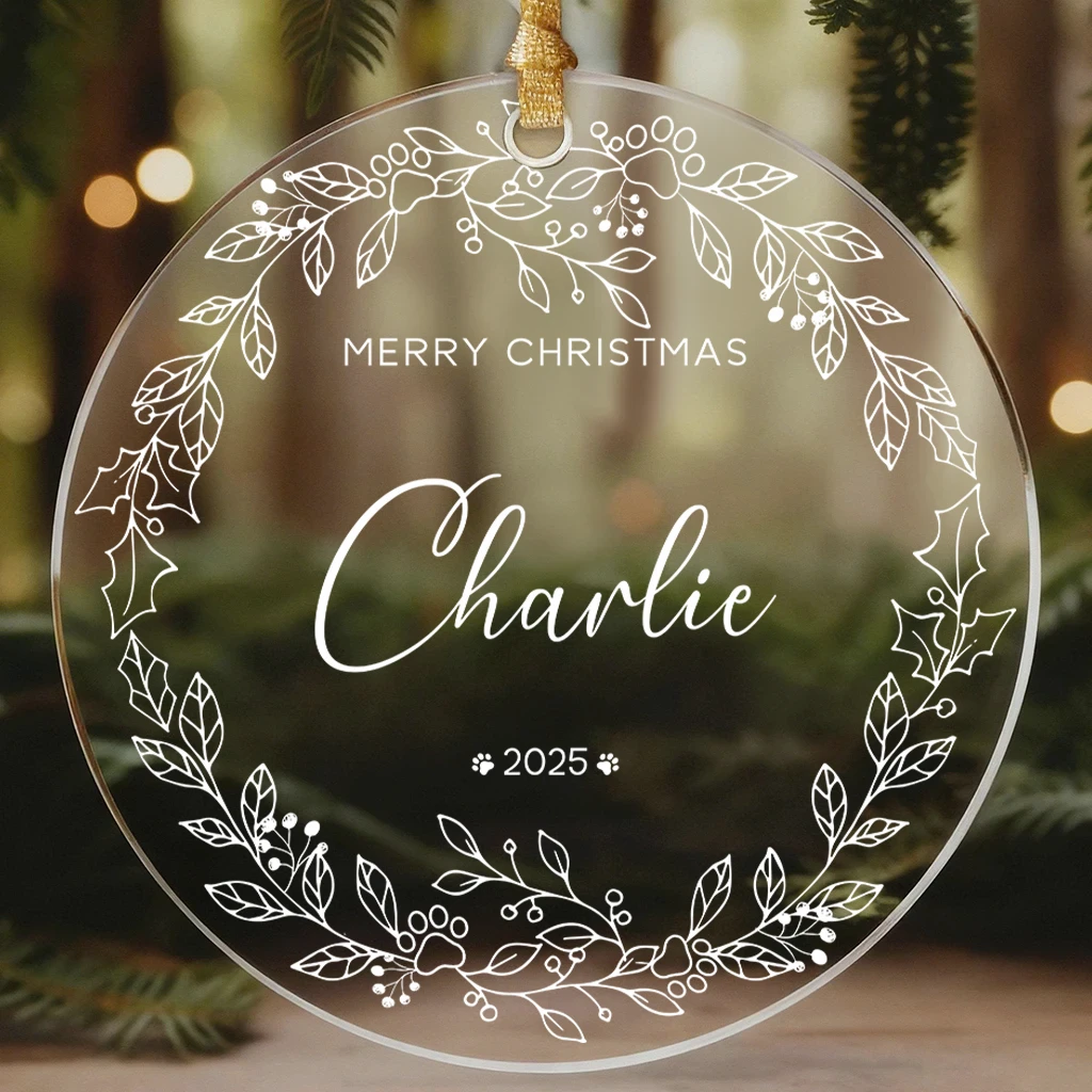 Personalized Minimalist Dog Christmas Ornament | Elegant Custom Pet Keepsake 2025 | Perfect Christmas Ornament