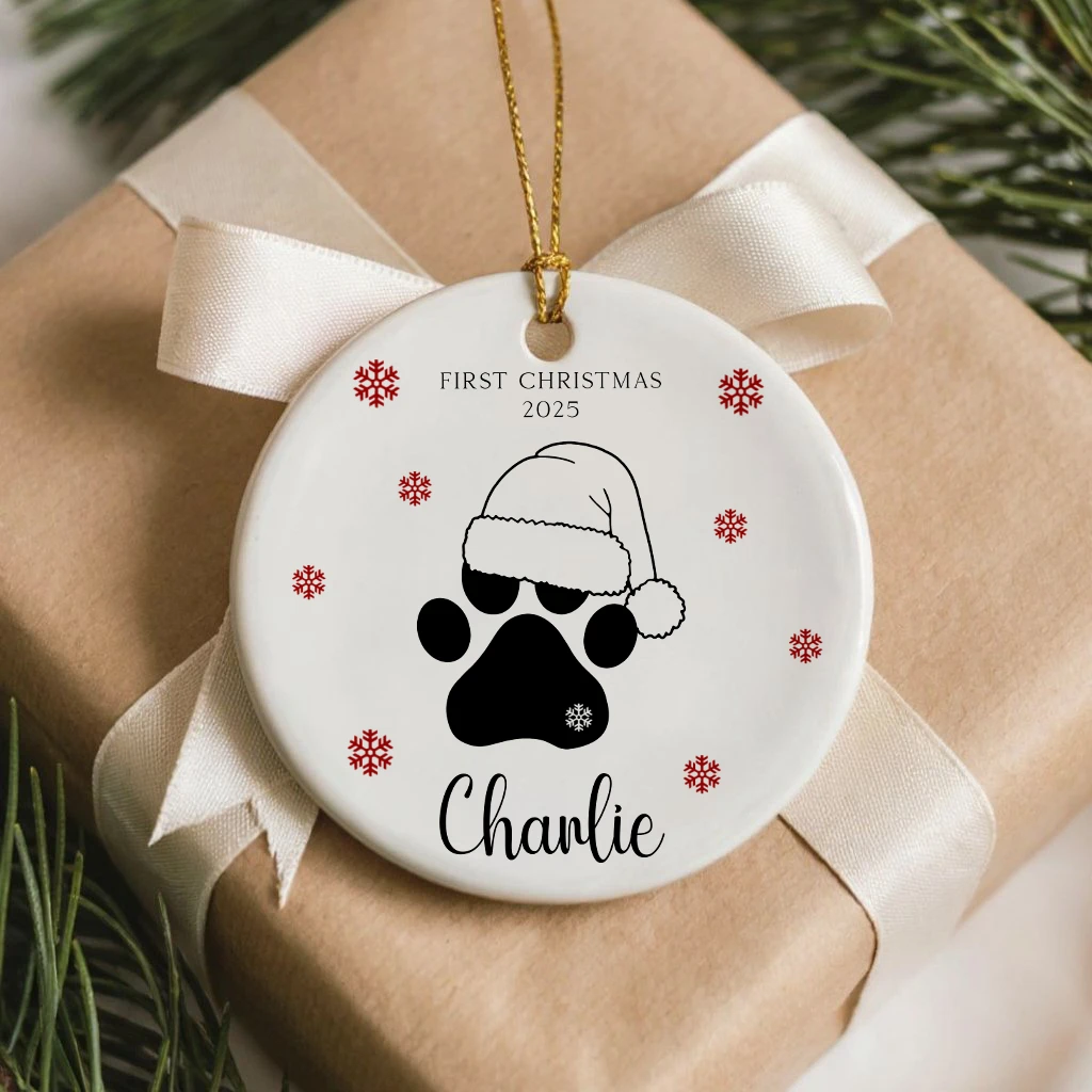 Personalized Pet Paw Print Christmas Ornament