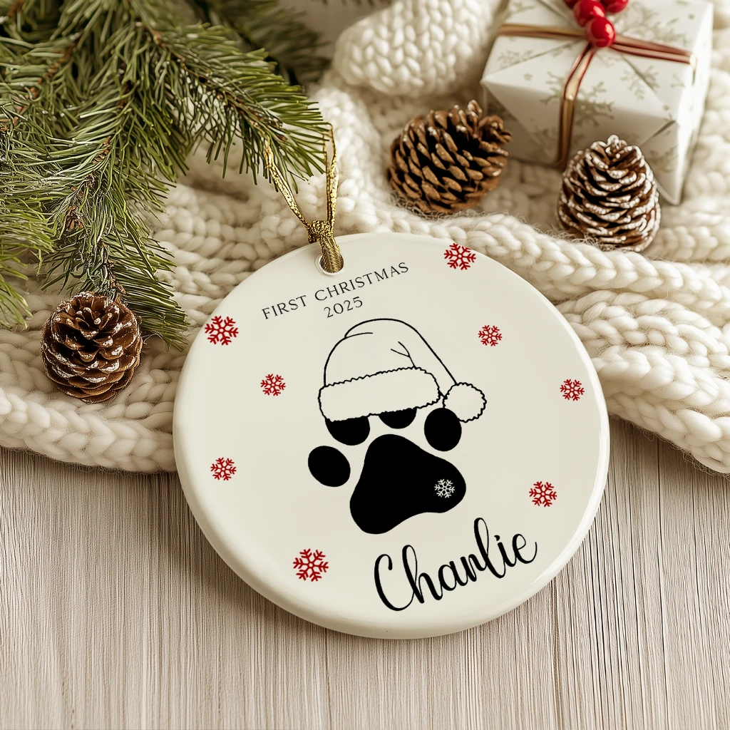 Personalized Pet Paw Print Christmas Ornament