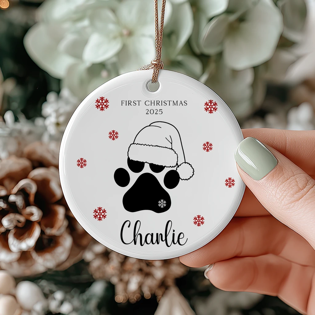 Personalized Pet Paw Print Christmas Ornament