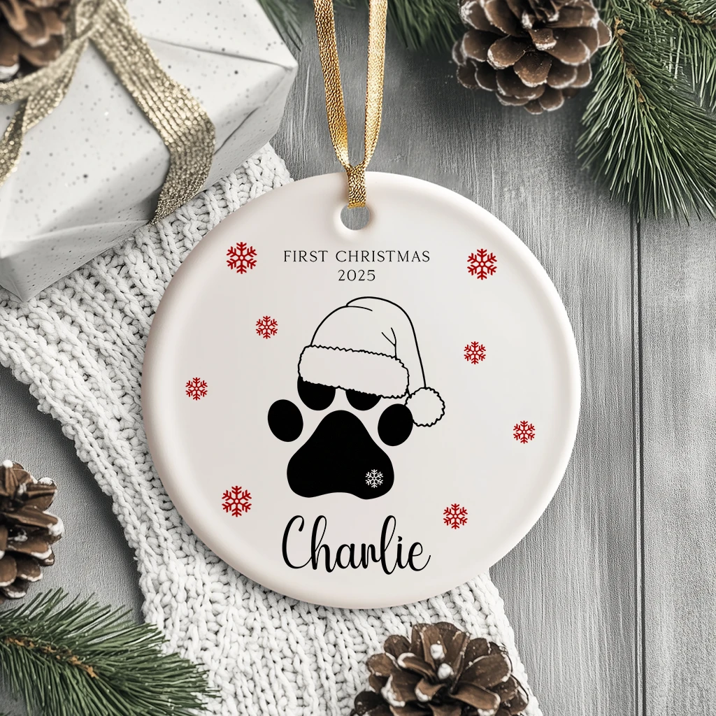 Personalized Pet Paw Print Christmas Ornament