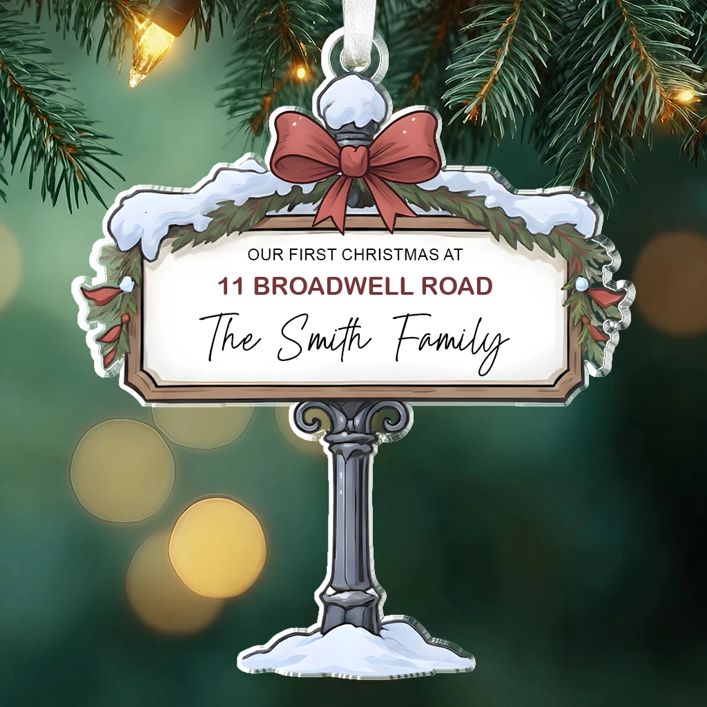 Personalized Street Sign New Home Ornament | Custom Address Keepsake for First Christmas 2025