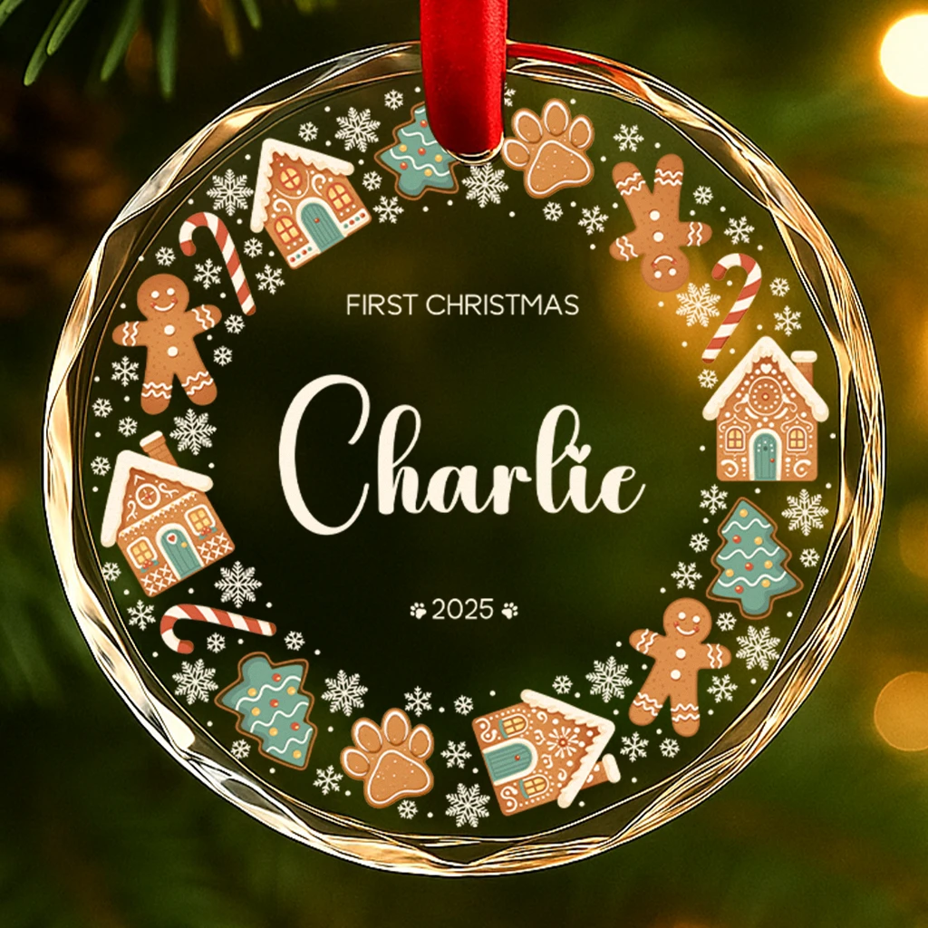 Scandinavian Dog Christmas Ornament | Personalized Pet Portrait Glass Ball | Minimalist Holiday Keepsake 2025