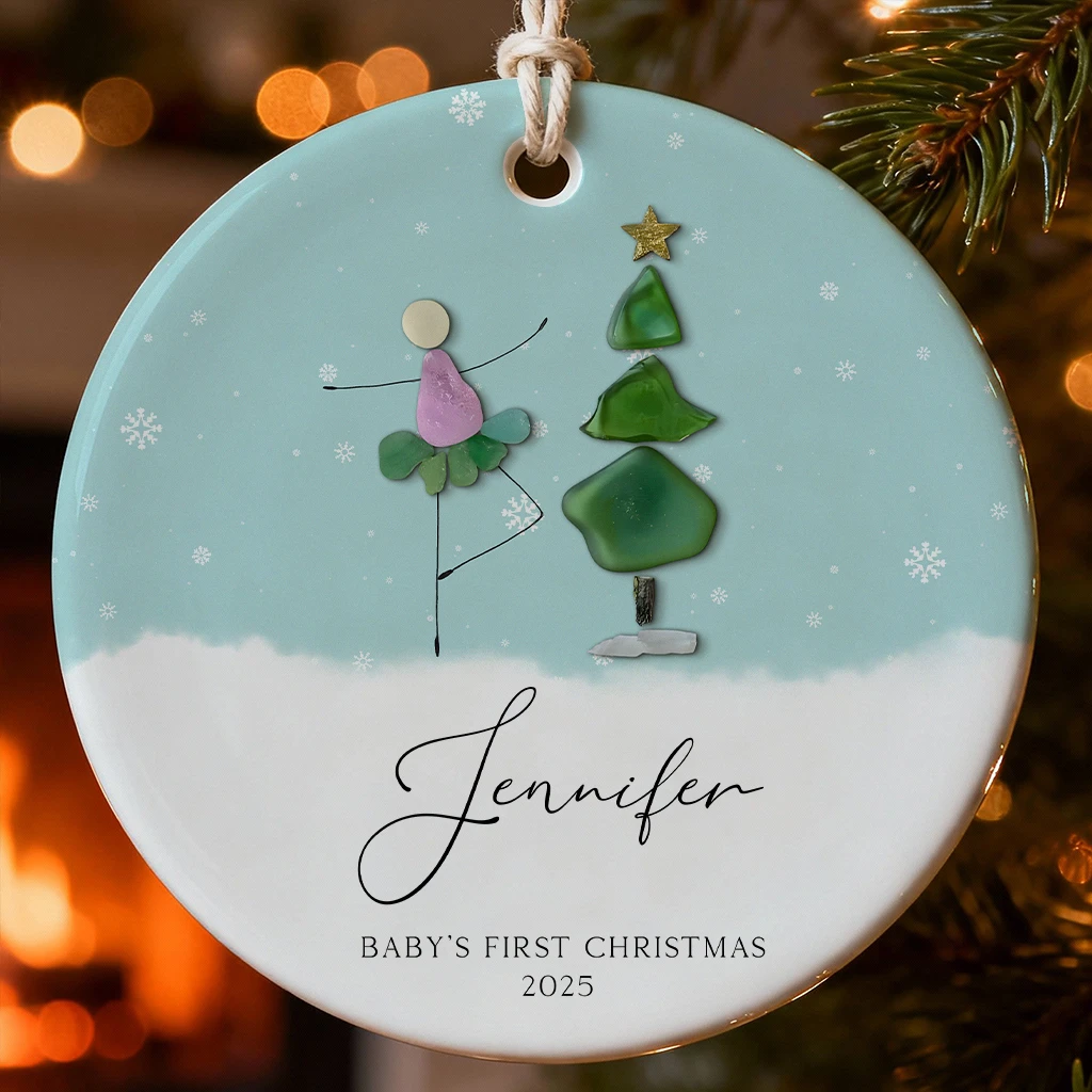 Personalized Sea Glass Ballerina Ornament | Custom Baby’s First Christmas Keepsake
