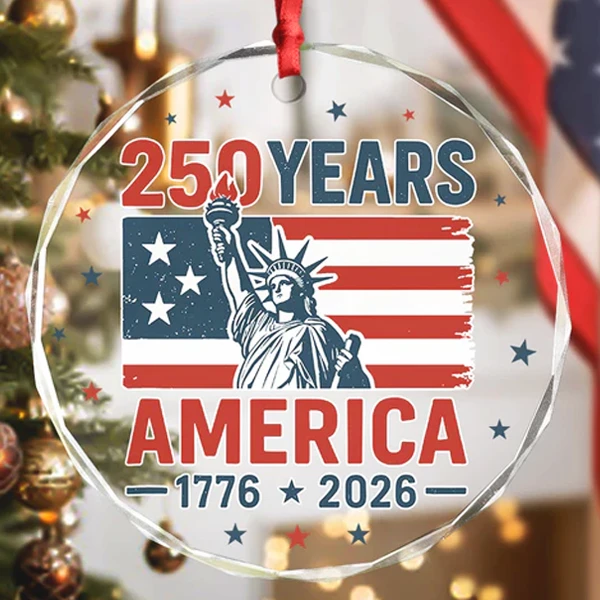 Statue of Liberty Ornament 250 Years America 1776-2026 | Crystal Look Independence Day Patriotic Keepsake
