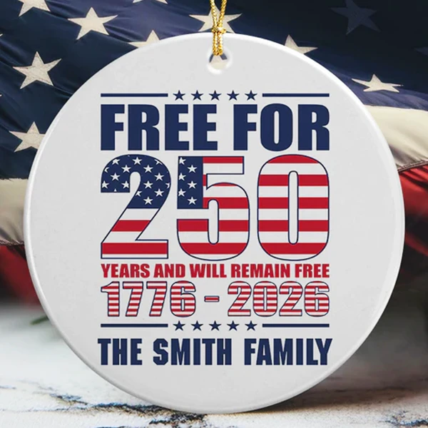 USA Flag Ceramic Ornament | 250th Anniversary 1776-2026 Christmas Tree Decoration | American History Collection