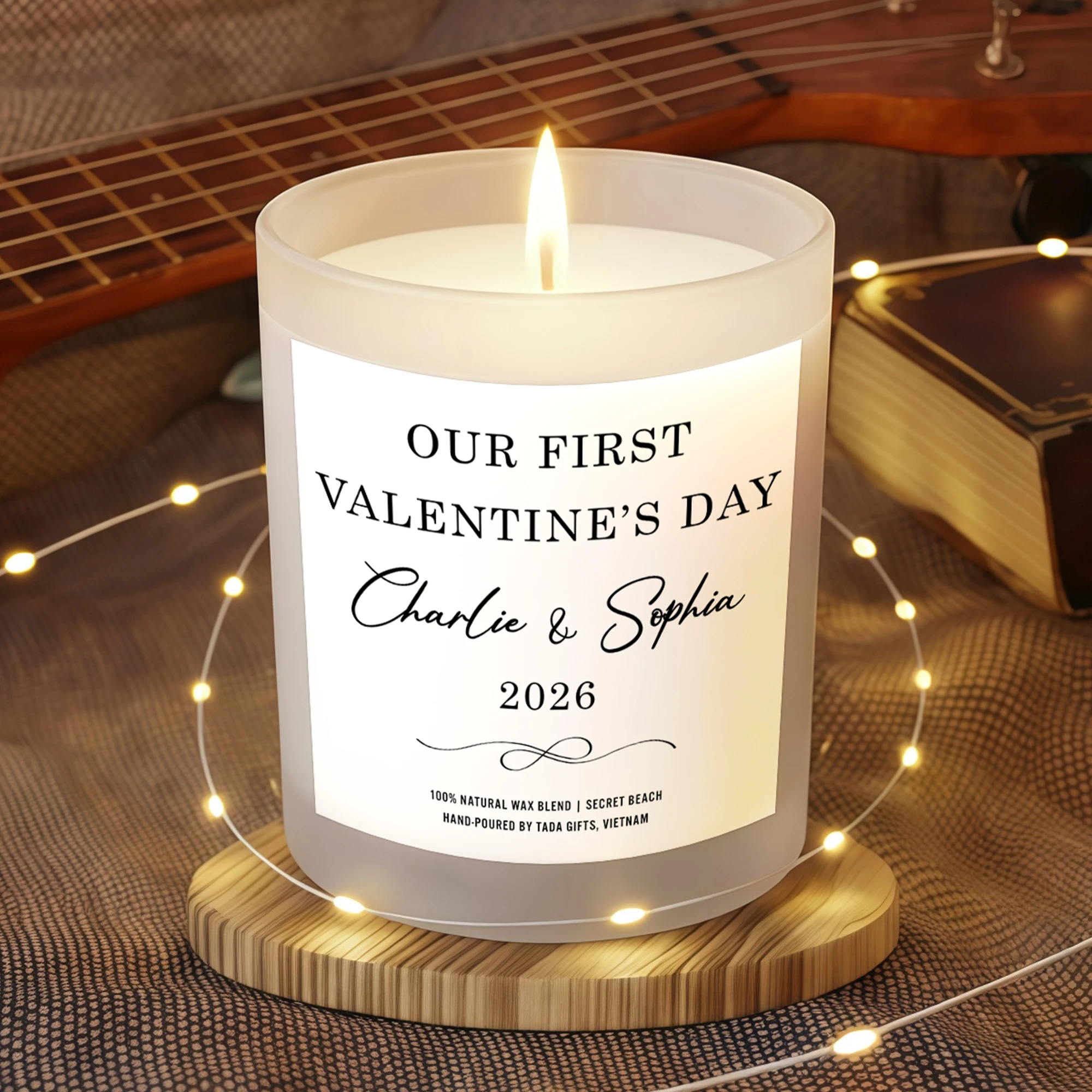 Personalized First Valentines Scented Candle for Boyfriend , First Valentine Gift for Boyfriend
