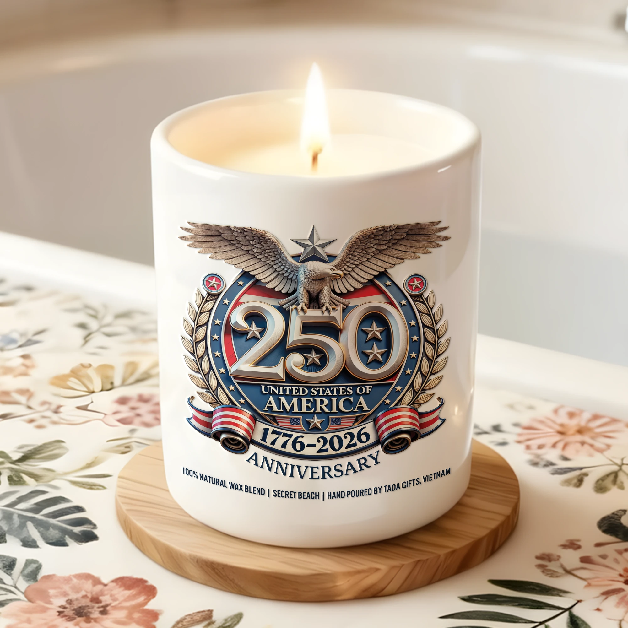 America 250th Anniversary Candle, Patriotic Home Decor
