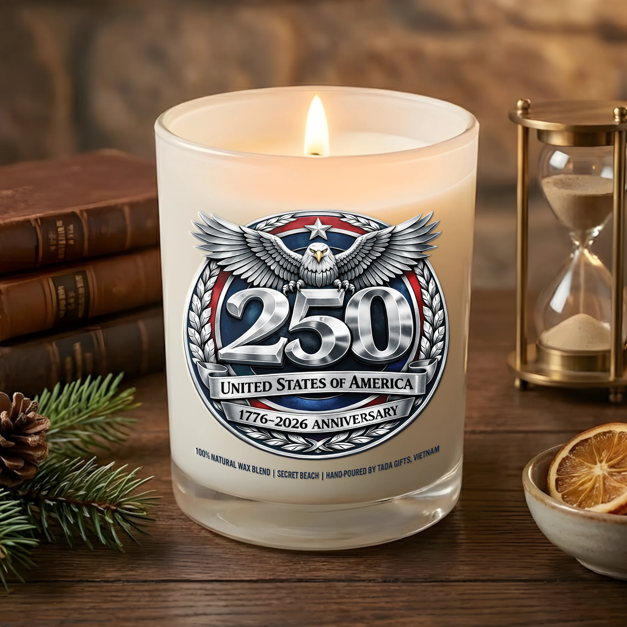 America 250 Anniversary Candle, Patriotic Home Decor