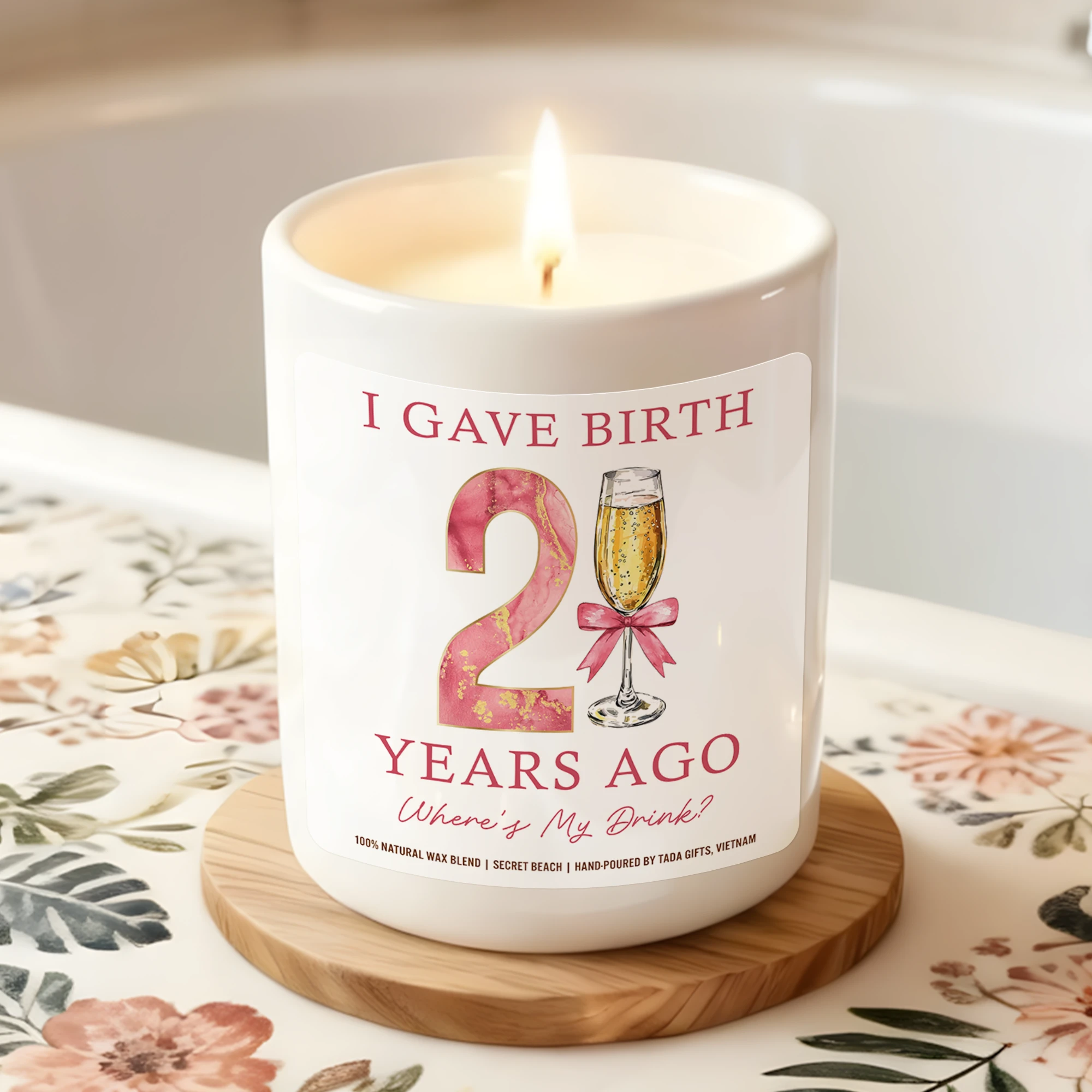 I Gave Birth 21 Years Ago Candle – Funny 21st Birthday Gift for Mom, Birthday Gifts