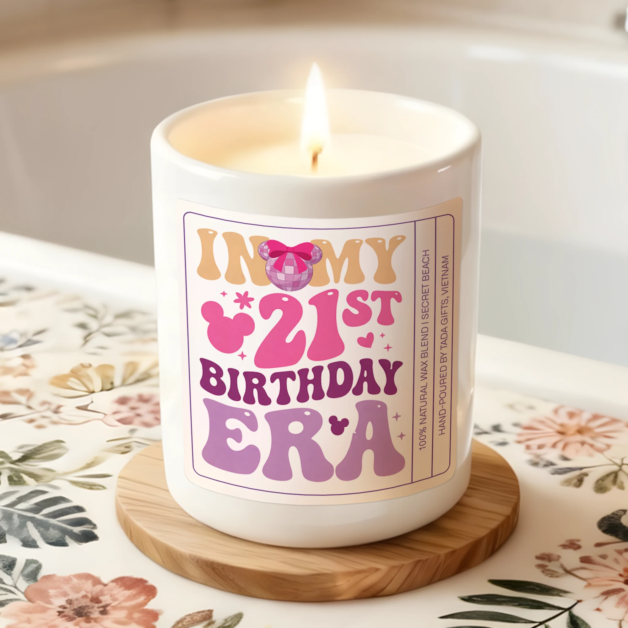 21st Birthday Era Candle, Soy Wax, Retro Label, Birthday Gift